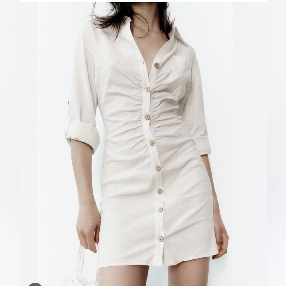 ZARA linen button dress